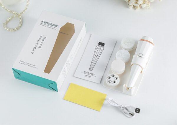4 In 1 USB Rechargeable Electric Facial Cleansing Brush Soft Skin Care Portable Massager Face Brush Deep Cleaning Device - Image 5
