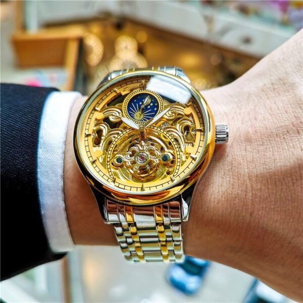 Men's Luminous Hollow Out Fully Automatic Mechanical Watch - Image 2