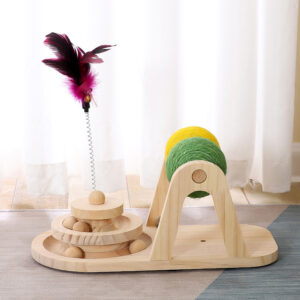Creative Solid Wood Turntable Sisal Ball Cat Toy