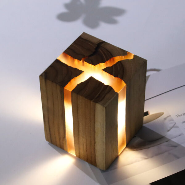 Creative Table Lamp Adjustable Bedside No Glare Decorative Wood Brown Color Led Desk Lamp With USB Charging Night Light For Bedroom Brown - Image 3