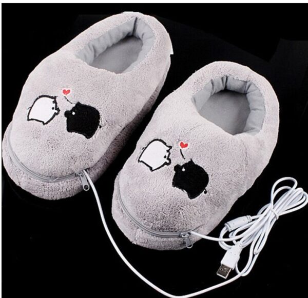 Practical Safe and Reliable Plush USB Foot Warmer Shoes Soft Electric Heating Slipper - Image 2