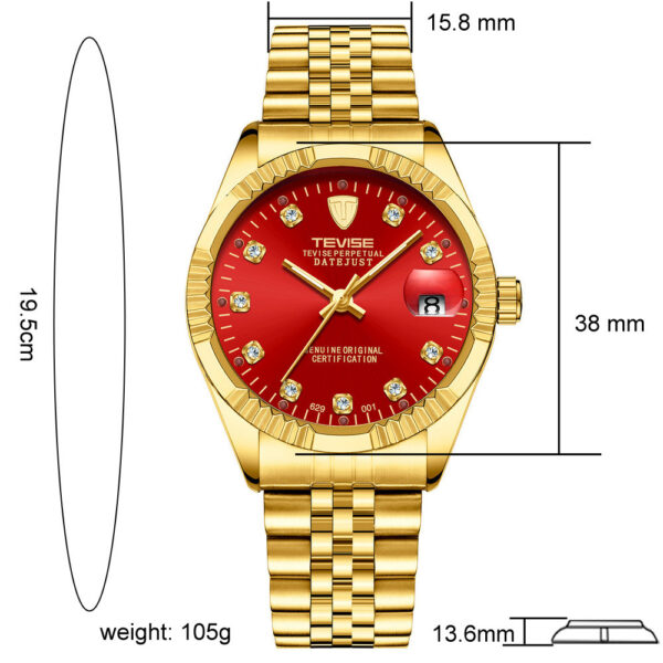 Automatic Rhinestone Decoration Men's Watch - Image 2