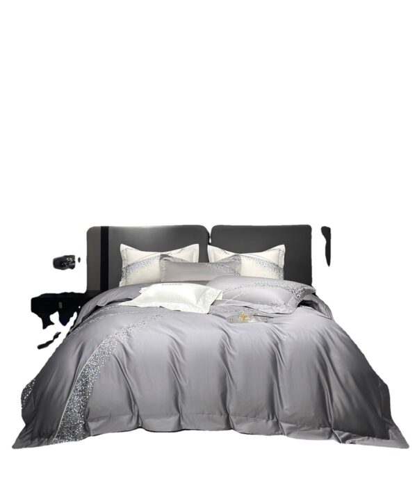 120 Long-staple Cotton Four-piece Set High-grade Simple Embroidery Light Luxury Quilt Cover Bed Sheet Bedding - Image 6