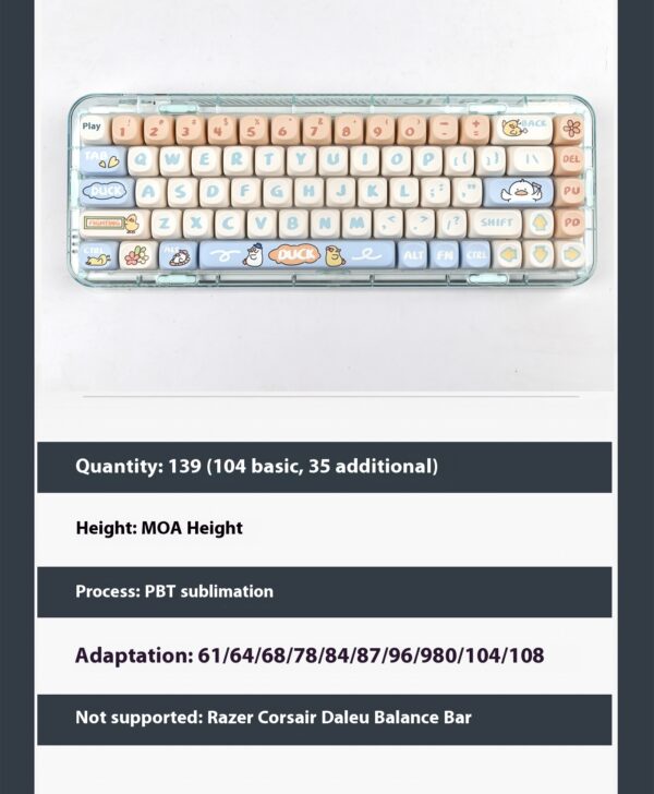 Cute Cartoon Boring Duck Mechanical Keyboard Keycaps - Image 5