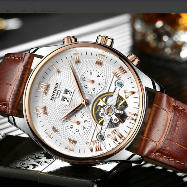 Genuine KINYUED Automatic Hollow Tourbillon Mechanical Watch Fashion Men's Spot - Image 2