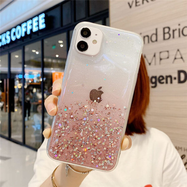 Compatible with Apple, Simple And Suitable For 11 Mobile Phone Case IPhone12 11pro Transparent Glitter - Image 3