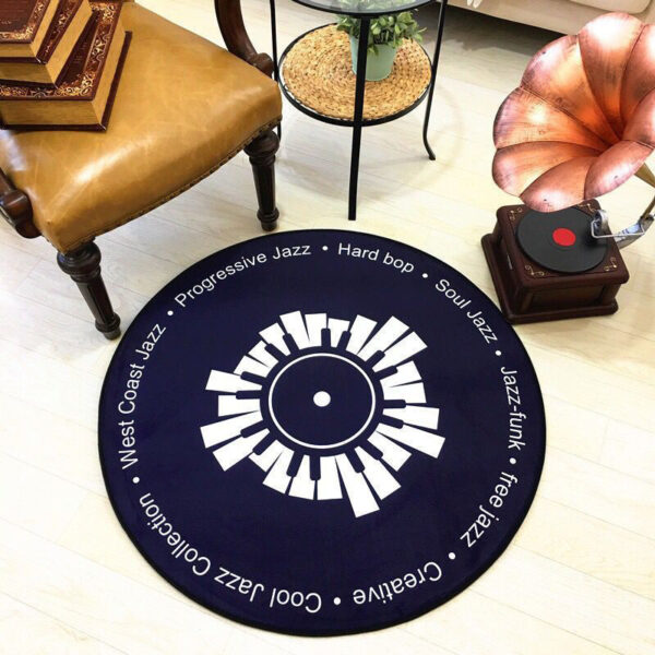 Round Retro Disc Dining Table Rug - Image 4