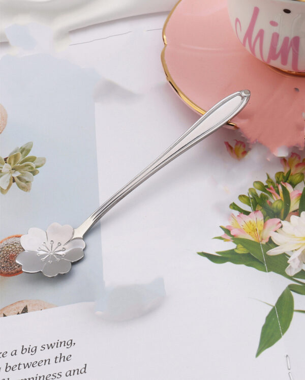 Teaspoons Rose Shaped Flower Stainless Steel Kitchen Tableware Handle Cutlery Mini Dessert Tea Dining Spoon For Snacks - Image 6