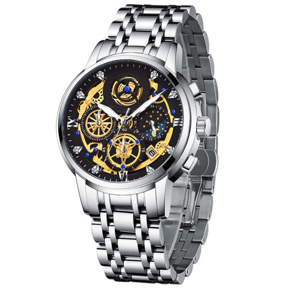 New Fashion Mens Watch Stainless Steel Top Brand Luxury Waterproof Sports Chronograph Quartz Mens Relogio Masculino - Image 2