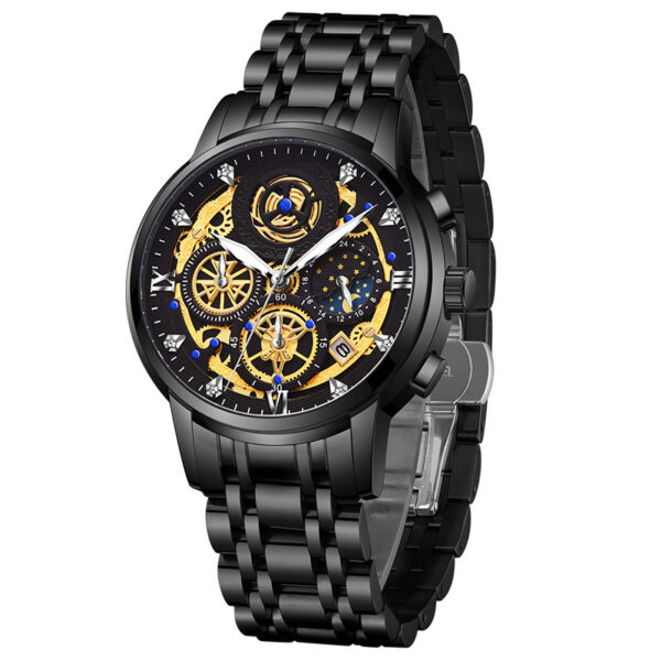 New Fashion Mens Watch Stainless Steel Top Brand Luxury Waterproof Sports Chronograph Quartz Mens Relogio Masculino - Image 3