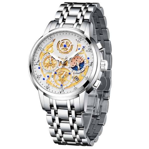 New Fashion Mens Watch Stainless Steel Top Brand Luxury Waterproof Sports Chronograph Quartz Mens Relogio Masculino - Image 4