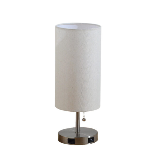 USB Table Lamp Bedside Night Light Solid Wood LED Desk Lamp Bedroom Night Light with Cloth Lampshade - Image 3