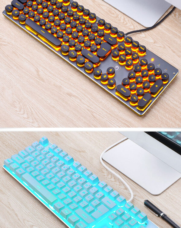 Wired Gaming Keyboard Manipulator Computer Desktop Home Punk Retro Luminous Keyboard - Image 5