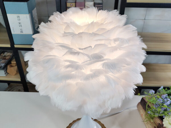 Luxury Feather Table Lamp Bedroom Bedside Light Nordic Ins Touch Dimming Desk Lights for Living Room Study Room Decor Lighting - Image 4