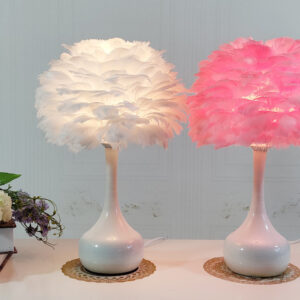 Luxury Feather Table Lamp Bedroom Bedside Light Nordic Ins Touch Dimming Desk Lights for Living Room Study Room Decor Lighting