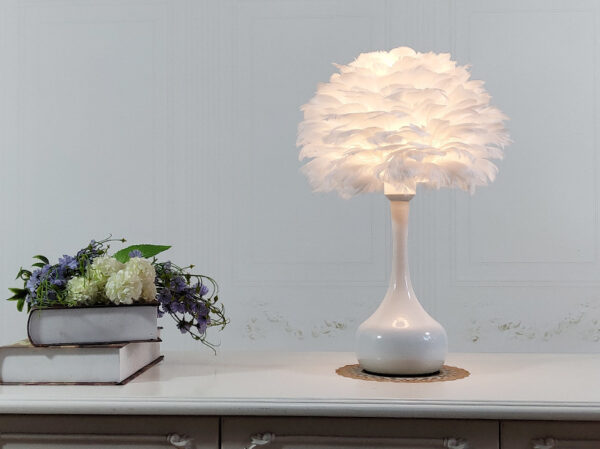 Luxury Feather Table Lamp Bedroom Bedside Light Nordic Ins Touch Dimming Desk Lights for Living Room Study Room Decor Lighting - Image 2