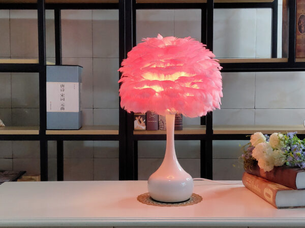 Luxury Feather Table Lamp Bedroom Bedside Light Nordic Ins Touch Dimming Desk Lights for Living Room Study Room Decor Lighting - Image 6