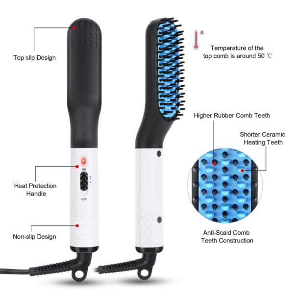 Multifunctional Hair Straightener Hair Comb Brush Men Beard Straightener Straightening - Image 4