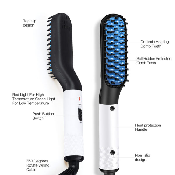 Multifunctional Hair Straightener Hair Comb Brush Men Beard Straightener Straightening - Image 6
