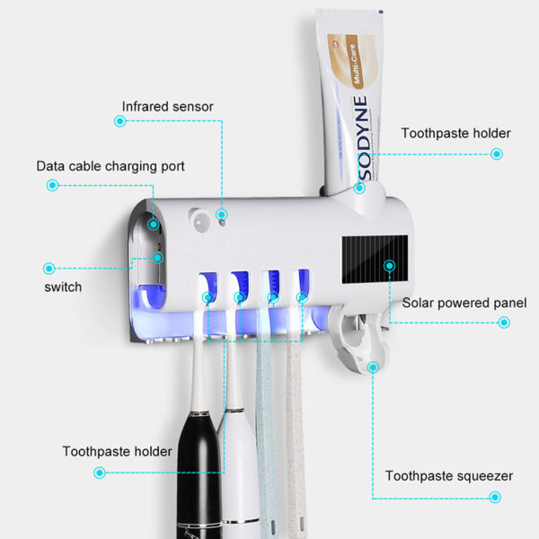 Intelligent UV Toothbrush Sterilizer Automatic Toothpaste Squeezer Toothbrush Toothpaste Rack - Image 3