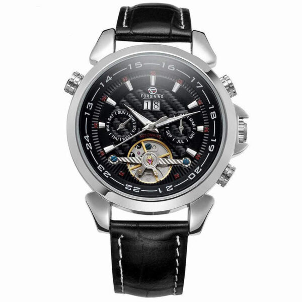 Complete Calendar watch Luxury Tourbillion Design Genuine Leather Top Brand  Automatic Mechanical Men Watches - Image 5