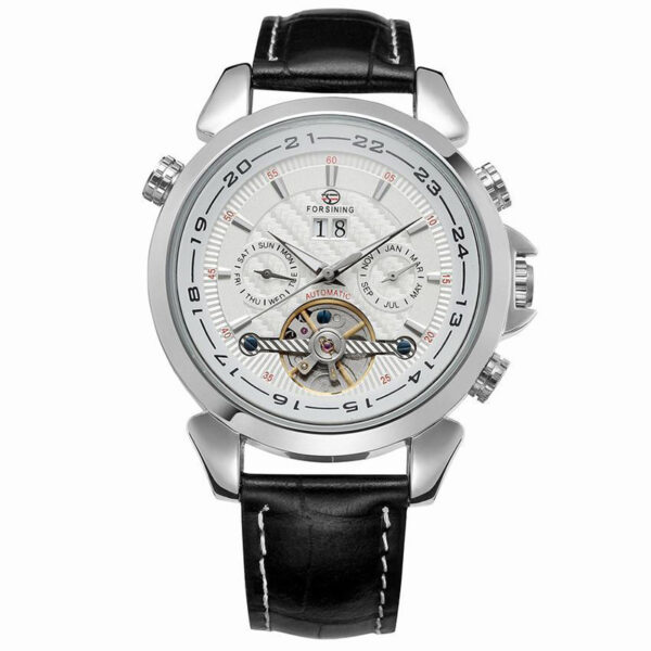 Complete Calendar watch Luxury Tourbillion Design Genuine Leather Top Brand  Automatic Mechanical Men Watches - Image 4