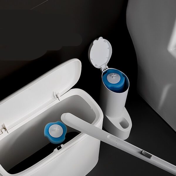 Creative Toilet Brush Disposable Brush For Toilet White Long Handle Sponge Cleaning Heads 1 Storage Holder Bathroom Accessories - Image 4