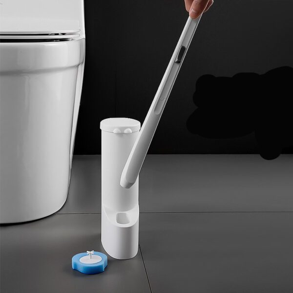 Creative Toilet Brush Disposable Brush For Toilet White Long Handle Sponge Cleaning Heads 1 Storage Holder Bathroom Accessories - Image 5