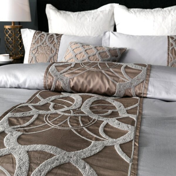 New Chinese Model Room Bedding, Light Luxury Cotton Embroidered Grey Series - Image 5