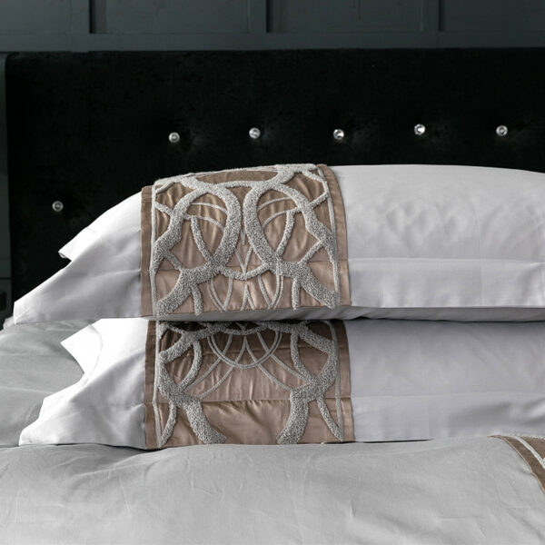 New Chinese Model Room Bedding, Light Luxury Cotton Embroidered Grey Series - Image 3