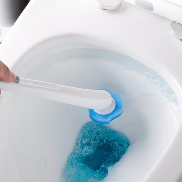Creative Toilet Brush Disposable Brush For Toilet White Long Handle Sponge Cleaning Heads 1 Storage Holder Bathroom Accessories - Image 3
