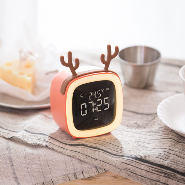 Rechargeable Alarm Clock Night Light Digital Electronic Clock With Temperature Display For Children Desk Clock - Image 4