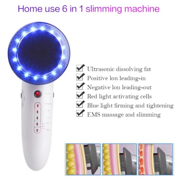 6 in 1 EMS Ultrasonic LED Cavitation Galvanic Ultrasound Thinning Body Infrared Therapy Lose Weight Fat Burn - Image 4