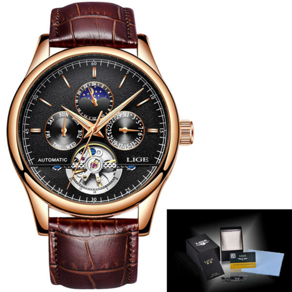Men's Automatic Mechanical Watch Leather Belt Waterproof - Image 5