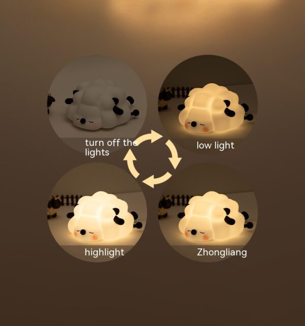Cute Silicone Night Lights Sheep Cartoon Bedroom Lamp For Children's Room Decor Rechargeable Timing Dimming Sleep Night Light - Image 8