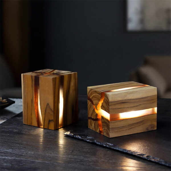 Creative Table Lamp Adjustable Bedside No Glare Decorative Wood Brown Color Led Desk Lamp With USB Charging Night Light For Bedroom Brown - Image 4