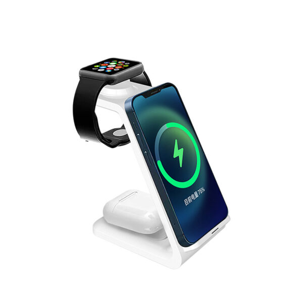 3-in-1 Multi-functional Upright Mobile Phone Holder Dual Coil Wireless Charger - Image 3