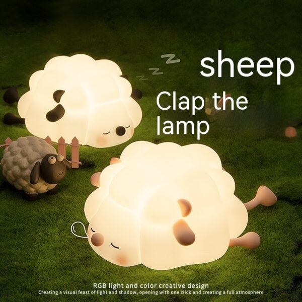 Cute Silicone Night Lights Sheep Cartoon Bedroom Lamp For Children's Room Decor Rechargeable Timing Dimming Sleep Night Light - Image 5