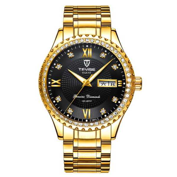 Couple Watches Quartz Gold Diamond Minimalist Wristwatches - Image 2