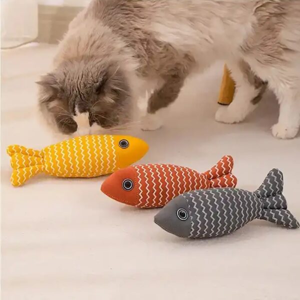 Burlap Fish Catnip Cat Toy, Throw Pillow, Teething Cat Toy, Fancy Cat Toy, Tough Bite, Sturdy Cat Toys Catnip Crinkle Sound Toys Soft And Durable, Interactive Cat Kicker Toys For Indoor Kitten - Image 2