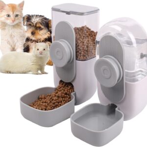 Hanging Automatic Pet Food And Water Dispenser Auto Gravity Rabbit Ferret Bunny Hedgehog Feeder And Water Dispenser Sets Cat Dog Food And Water Dispenser Food Bowl For Cage Hanging