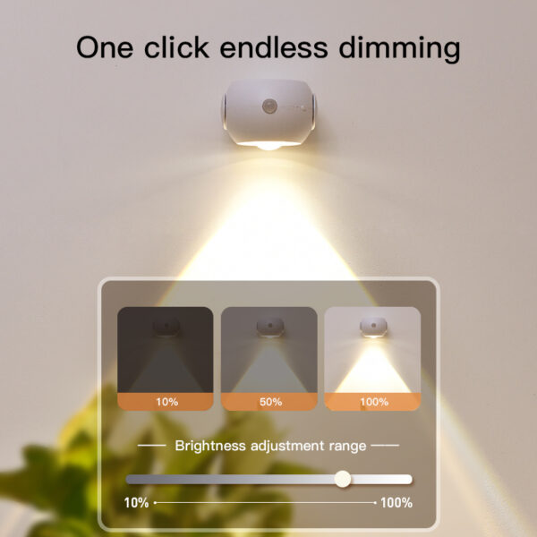 Adjustable Angle Human Sensing Light, Wireless Sunset Light, Indoor Spotlight, Corridor, Living Room Wall Light, Rechargeable And Installed Dry Battery - Image 4