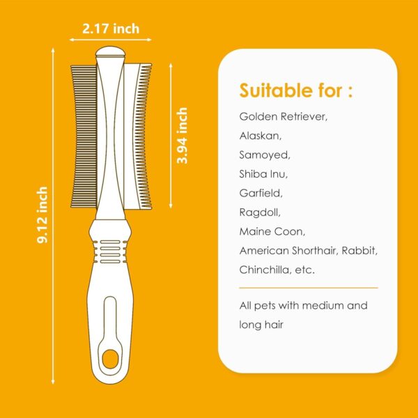 2 In 1 Dog Cat Deshedding Brush Grooming Comb Double Sided Professional Brush For Short Medium Or Long Hair Effectively Remove Dead Floating Hair - Image 2