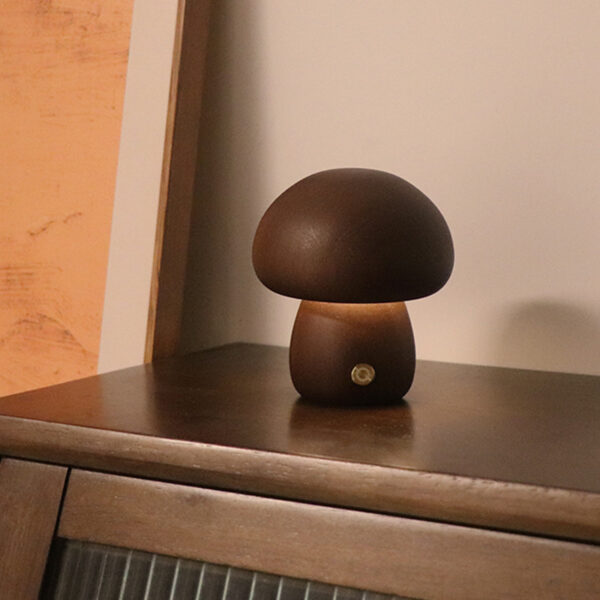 INS Wooden Cute Mushroom LED Night Light With Touch Switch  Bedside Table Lamp For Bedroom Childrens Room Sleeping Night Lamps Home Decor - Image 8