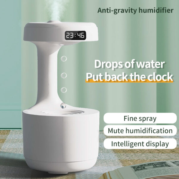 Bedroom Anti-Gravity Humidifier With Clock Water Drop Backflow Aroma Diffuser Large Capacity Office Bedroom Mute Heavy Fog Household Sprayer - Image 2