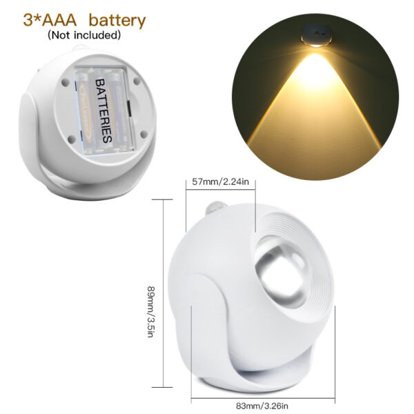 Adjustable Angle Human Sensing Light, Wireless Sunset Light, Indoor Spotlight, Corridor, Living Room Wall Light, Rechargeable And Installed Dry Battery - Image 10