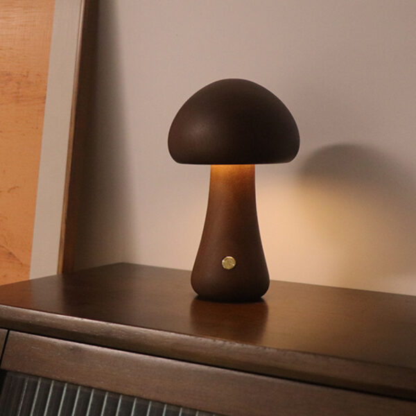 INS Wooden Cute Mushroom LED Night Light With Touch Switch  Bedside Table Lamp For Bedroom Childrens Room Sleeping Night Lamps Home Decor - Image 9