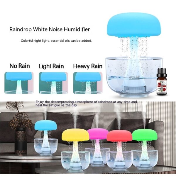 Jellyfish Raindrop Humidifier Ultrasonic Atomization Seven-color Ambience Light Cloud Rain Aroma Diffuser Home Decor - Image 10