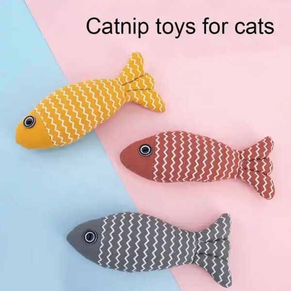 Burlap Fish Catnip Cat Toy, Throw Pillow, Teething Cat Toy, Fancy Cat Toy, Tough Bite, Sturdy Cat Toys Catnip Crinkle Sound Toys Soft And Durable, Interactive Cat Kicker Toys For Indoor Kitten - Image 7