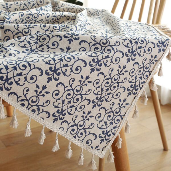 Retro Blue And White Porcelain Chinese Square Dining Table Tablecloth - Image 4